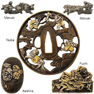 MF6034 - Handmade Warrior Tsuba & Furniture Set