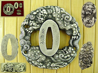 MF6032 - Lion Dance Tsuba & Furniture Set