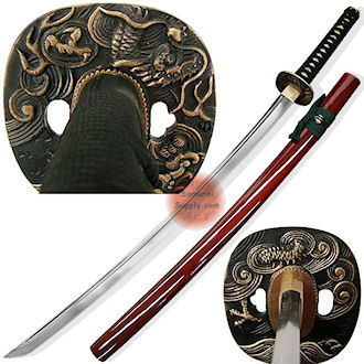 SS919BR-1 - Musashi Wind Dragon Katana (Red Saya)